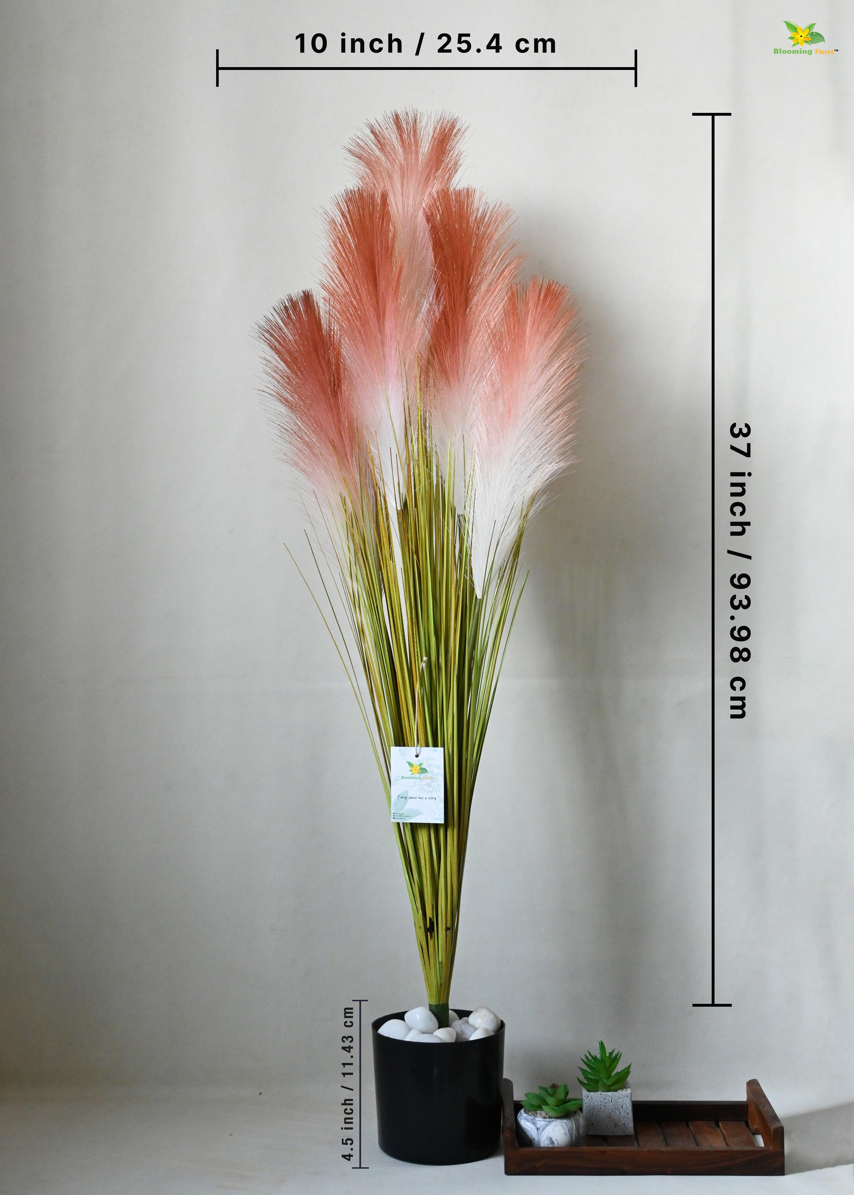 Artificial Flower Pampas Grass For Decor with Basic Pot | 93.9 cm Tall