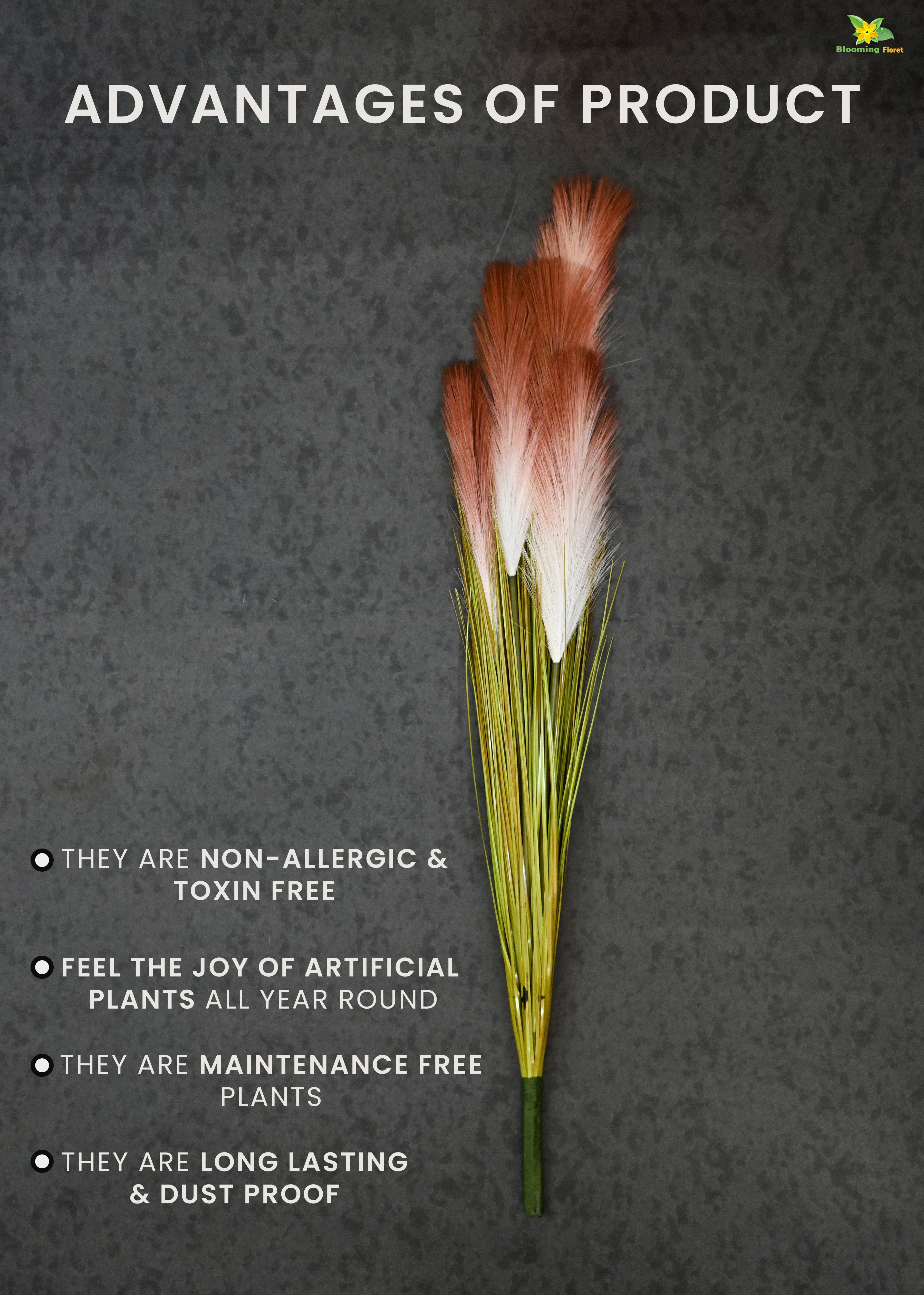 Artificial Flower Pampas Grass For Decor with Basic Pot | 93.9 cm Tall